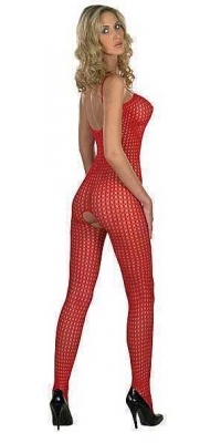 CATSUIT BIG FISHNET OPEN CROTCH