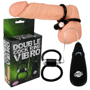 ANELLO FALLICO DOUBLE COCK RING VIBRO BLACK